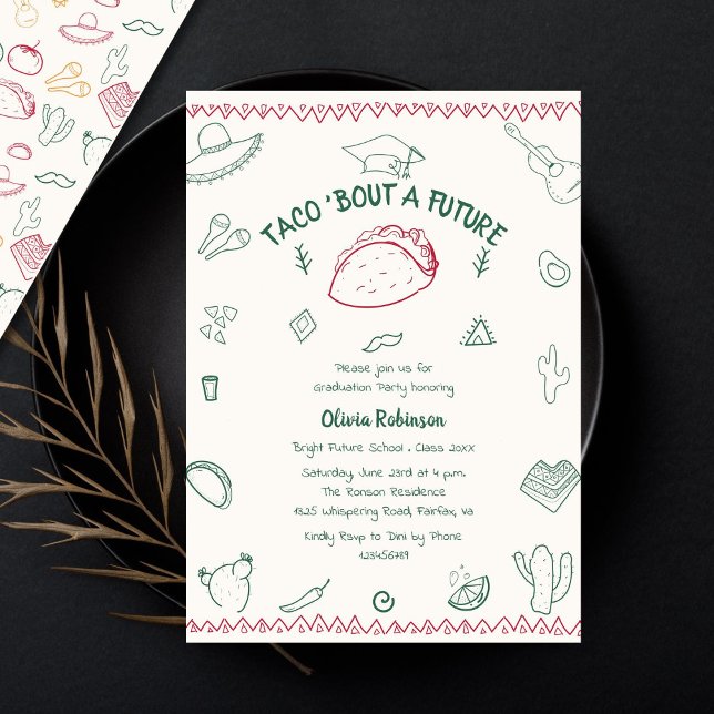 Taco Bout a Future Fiesta Doodle Graduation  Invitation (Creator Uploaded)
