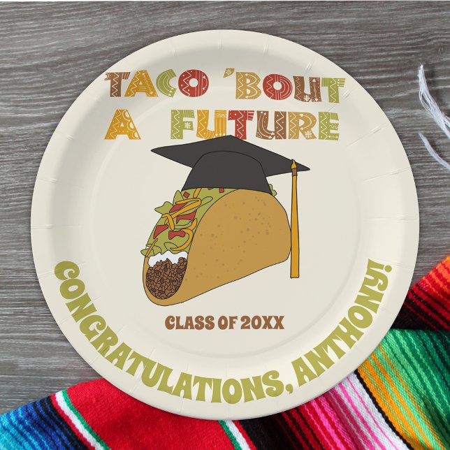 Taco Bout a Future Funny Graduation Party Paper Plate (Creator Uploaded)