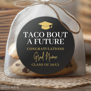 Taco Bout a Future - Grad Name Black Gold Classic Round Sticker