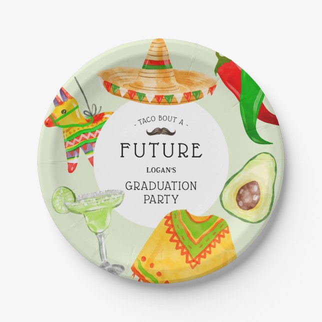 Taco bout a Future' Mexican Graduation Party Paper Plate (Front)