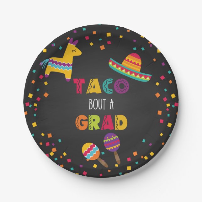 Taco Bout a Grad Fiesta Graduation Plate (Front)