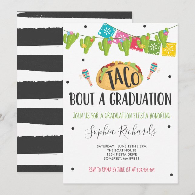 Taco 'Bout A Graduation Fiesta Graduation Party Invitation (Front/Back)