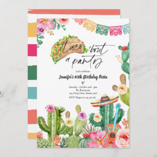 Taco 'Bout A Party 40th Birthday Fiesta Cactus Invitation