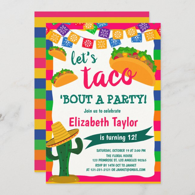 Taco Bout a Party Fiesta Holy Cactus Cinco de Mayo Invitation (Front/Back)