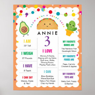 Taco Bout a Three-Esta Birthday 3 Year Old Sign