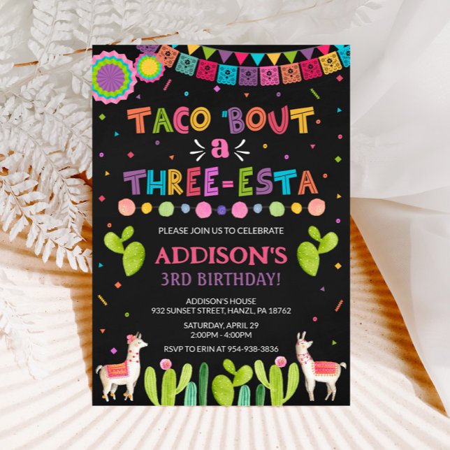 Taco 'bout a Three Esta Birthday Invitation (Creator Uploaded)