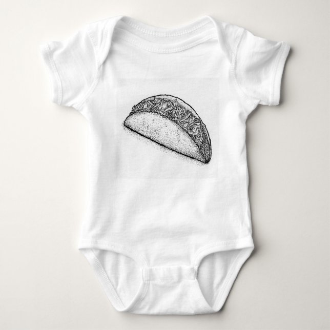 Taco 'Bout Adorable: Hand-Drawn Monochromatic Taco Baby Bodysuit (Front)