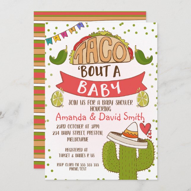 Taco bout Baby Fiesta Theme Baby Shower Invitation (Front/Back)