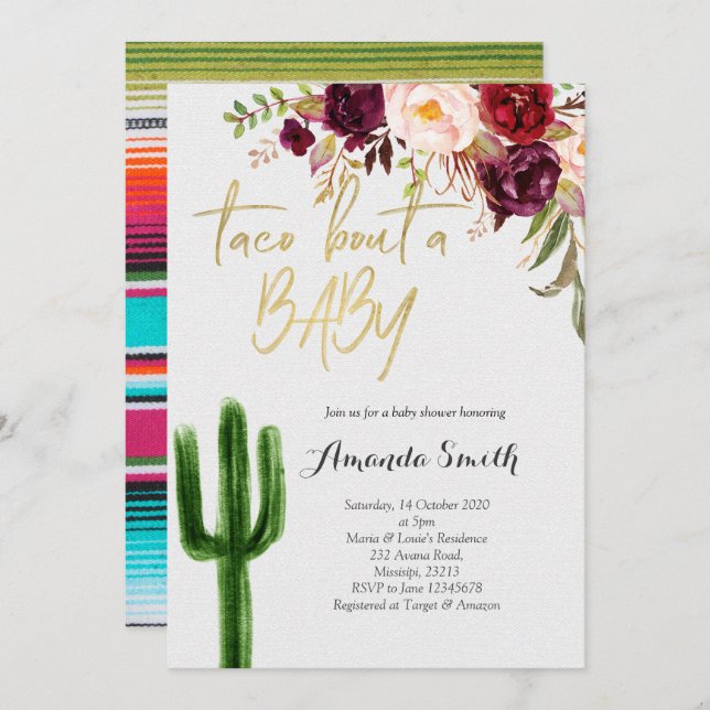Taco bout baby Marsala Couples Shower Invitation (Front/Back)