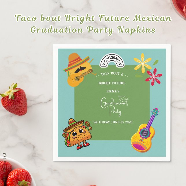 Taco bout Bright Future Mexican Graduation Party  Napkin (Creator Uploaded)