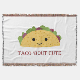 Taco Bout Cute Kawaii Taco Throw Blanket