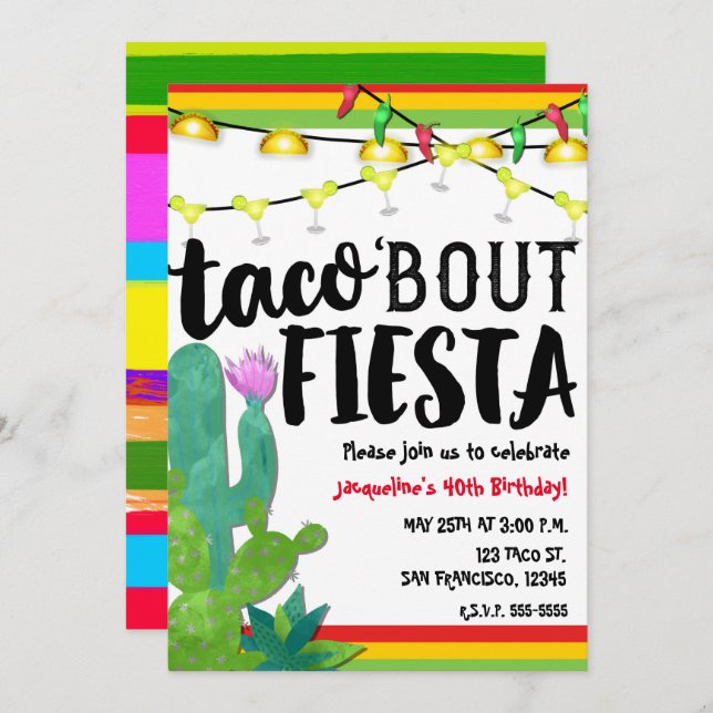 TACO BOUT FIESTA Birthday Party Cinco De Mayo Invitation (Front/Back)