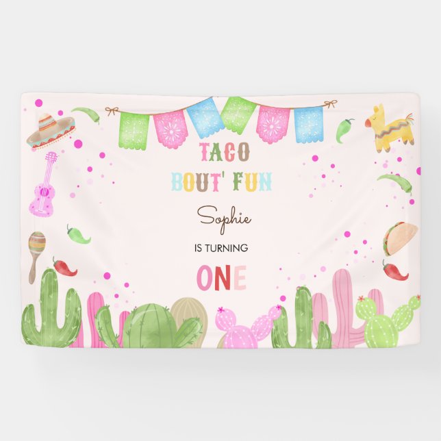 Taco bout fun fiesta mexican first birthday banner (Horizontal)