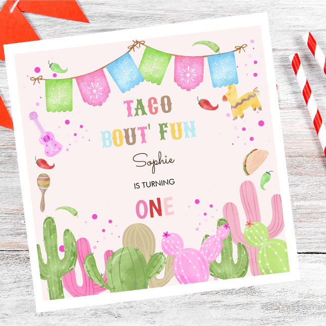Taco bout fun fiesta mexican first birthday napkin (Creator Uploaded)