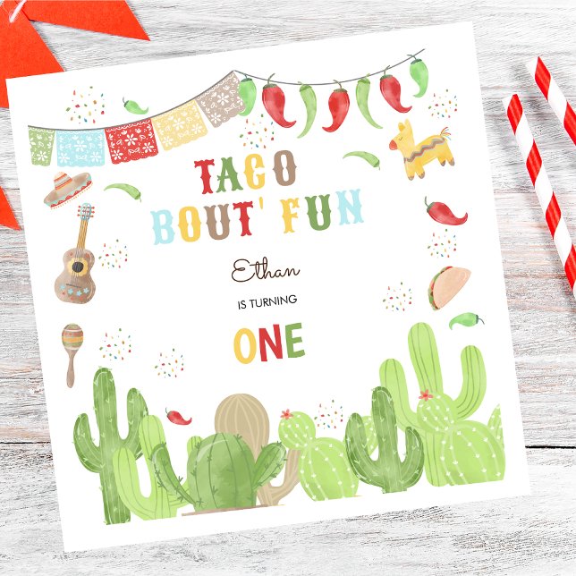 Taco bout' fun fiesta mexican first birthday napkin (Creator Uploaded)