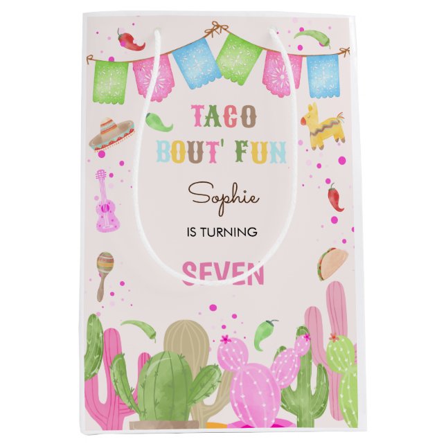 Taco bout fun fiesta mexican kids birthday medium gift bag (Front)