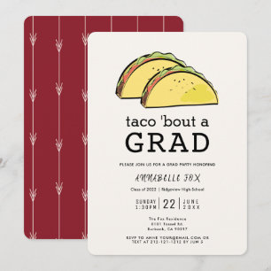 Taco Bout GRAD Burgundy Graduation Party Invitation