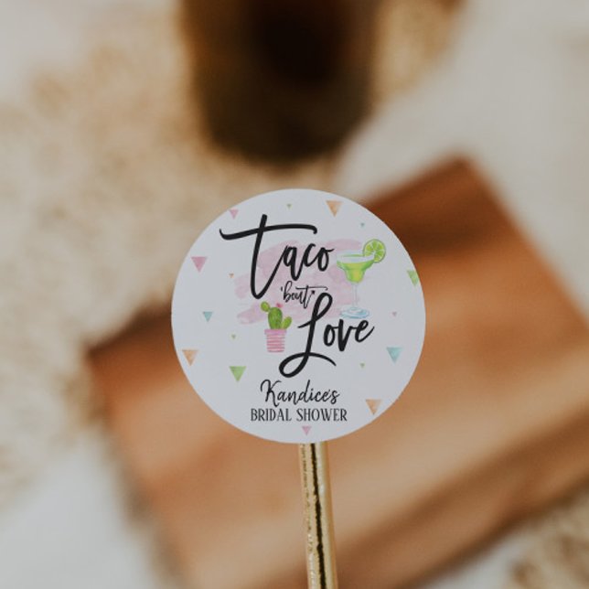 Taco Bout Love Bridal Shower Fiesta  Classic Round Sticker (Creator Uploaded)
