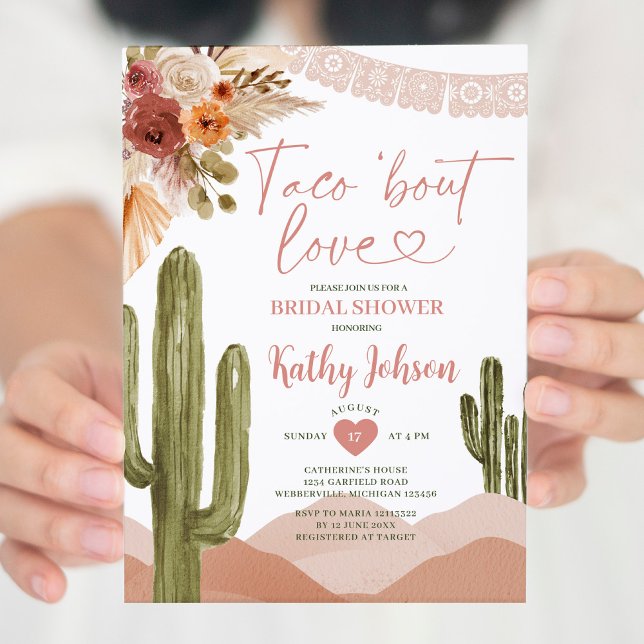 Taco bout love Bridal Shower southwestern cactus Invitation (Creator Uploaded)