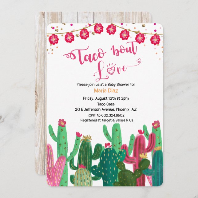 Taco 'bout Love Cactus Baby Shower Invitation (Front/Back)