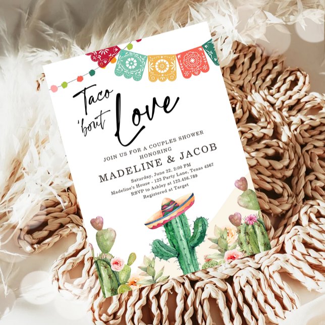 Taco Bout Love Cactus Fiesta Couples Shower Invita Invitation (Creator Uploaded)