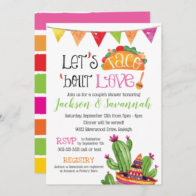 Taco bout Love - Couples Coed Bridal Invitation (Front/Back)