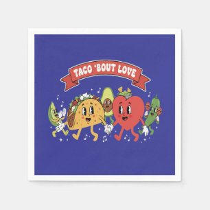 Taco 'Bout Love Cute Retro Cartoon Valentine's Day Napkin