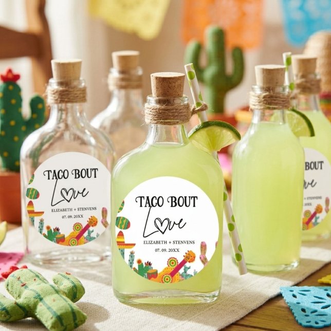 Taco bout love engagement party  classic round sticker (Creator Uploaded)