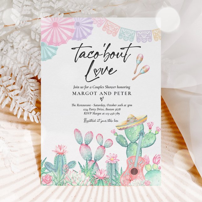 Taco 'Bout Love Fiesta Couples Shower Cactus Invitation (Creator Uploaded)