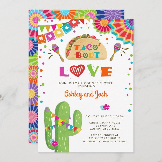 Taco Bout Love Fiesta Couples Shower Invitation (Front/Back)