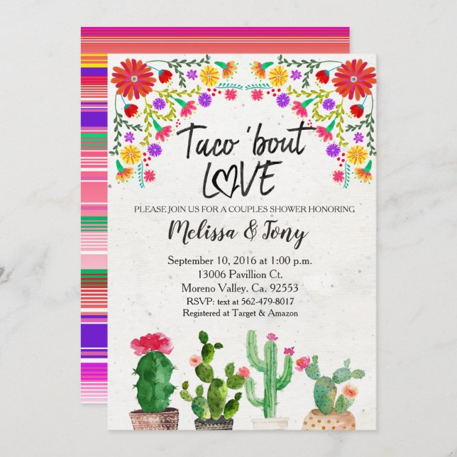 Taco Bout Love Fiesta Couples Shower Invitation (Front/Back)