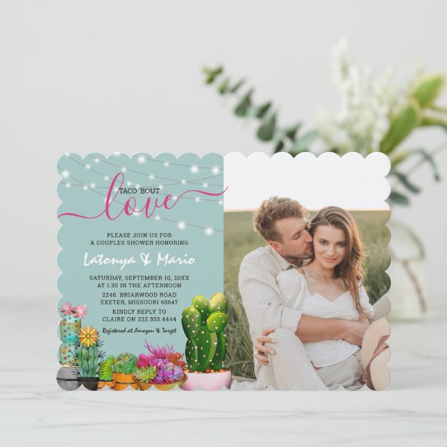 Taco 'bout Love Fiesta Couples Shower Photo Invitation (Standing Front)