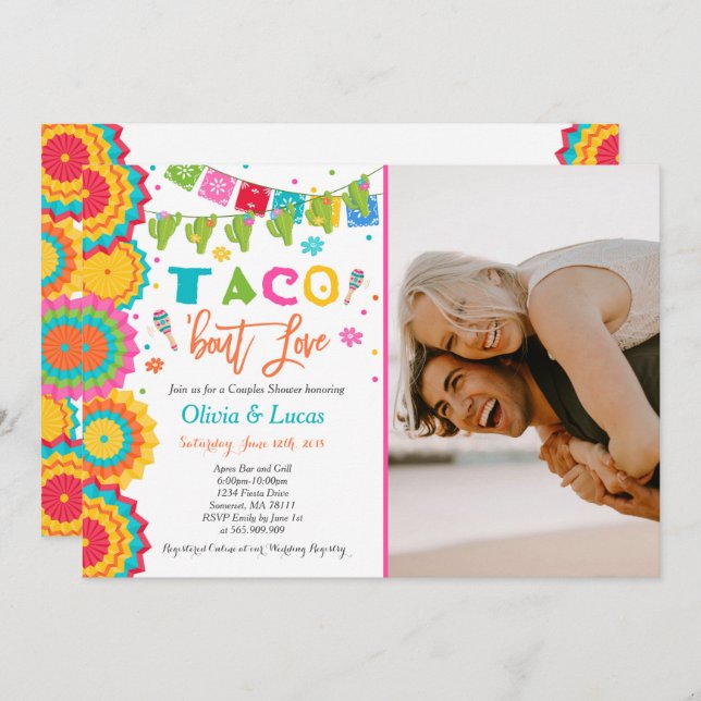 Taco Bout Love Invitation Couples Fiesta Shower (Front/Back)