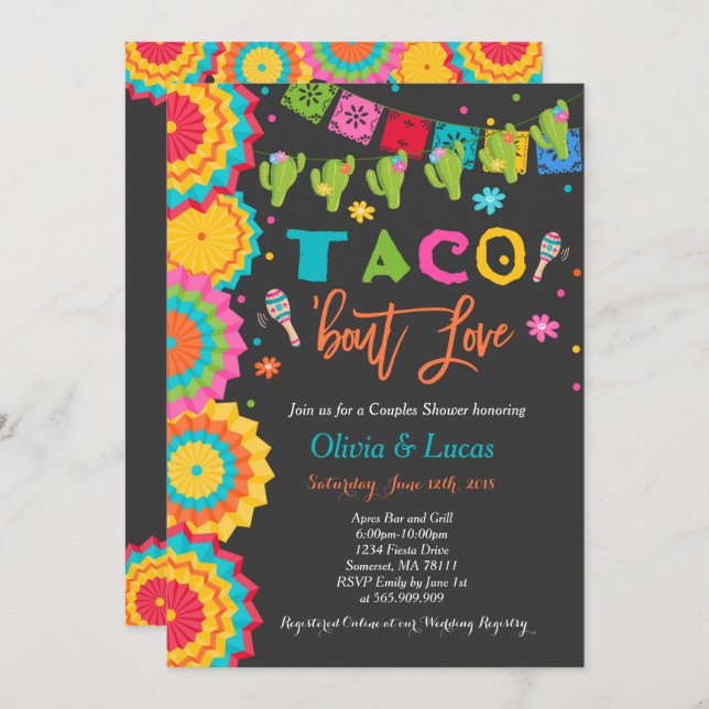 Taco Bout Love Invitation Couples Fiesta Shower (Front/Back)