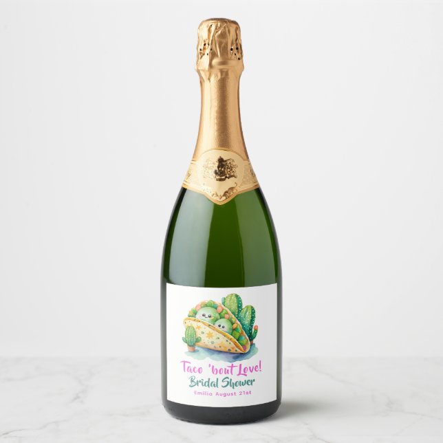 Taco 'Bout Love! Last Party Bridal Shower Sparkling Wine Label (Front)