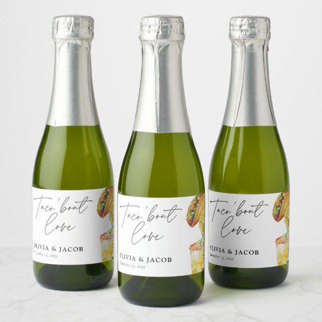 Taco bout Love Mexican Couples Shower Sparkling Wine Label (Bottles)