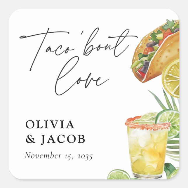 Taco bout Love Mexican Couples Shower Square Sticker (Front)