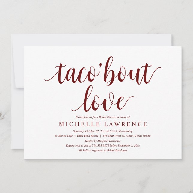 taco bout love, Modern Bridal Shower Invitation (Front)