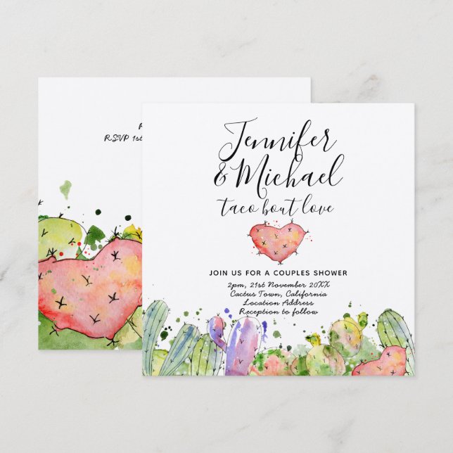 Taco Bout Love - Modern Fun Fiesta Wedding Invites (Front/Back)