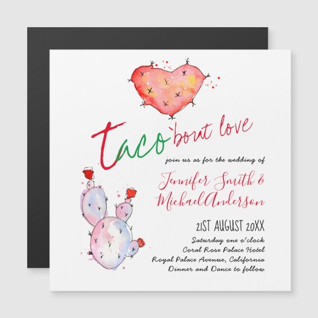 Taco Bout Love Modern Fun Fiesta Wedding Invites (Front/Back)