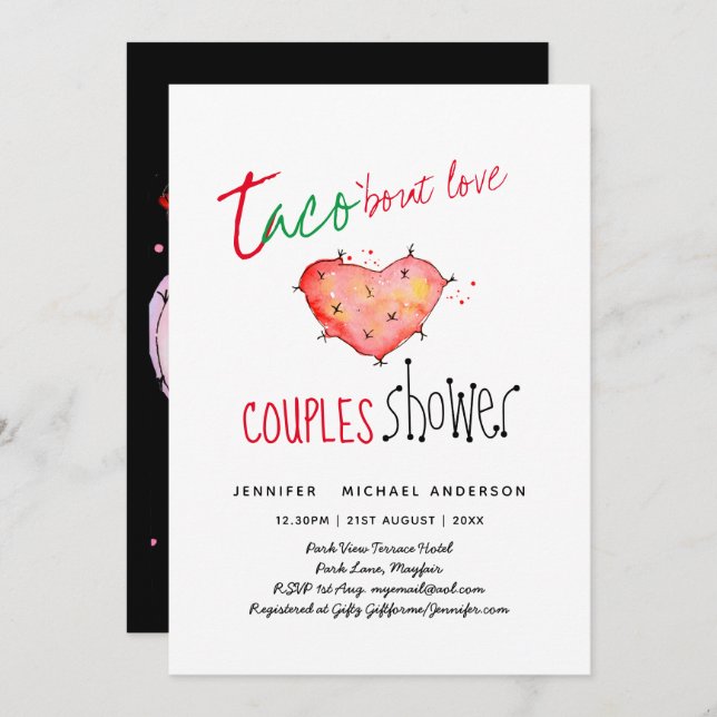 TACO BOUT LOVE Modern Fun Wedding Fiesta Invitation (Front/Back)