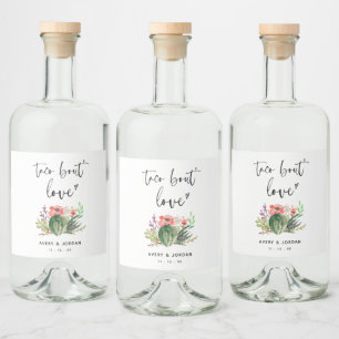 Taco Bout Love Watercolor Cactus Fiesta Favour Liquor Bottle Label