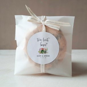 Taco Bout Love Watercolor Floral Cactus Wedding  Classic Round Sticker