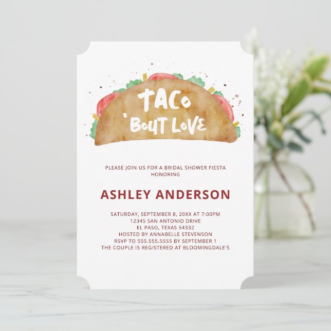 Taco 'Bout Love Wedding Bridal Shower Fiesta Invitation (Standing Front)