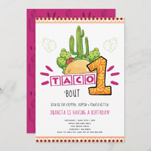 Taco Bout One   First Birthday Fiesta Pink Invitation