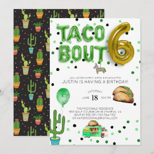 Taco Bout Six Sixth Birthday Invitation