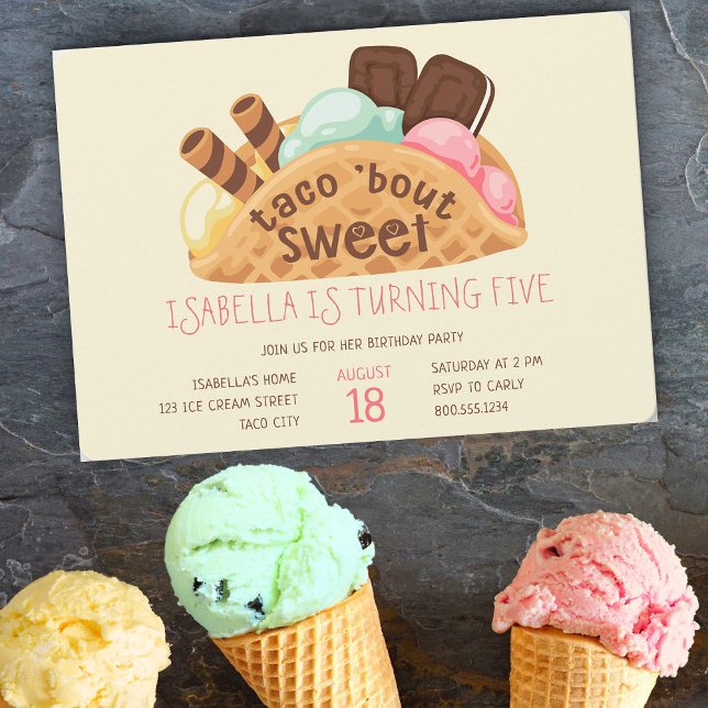 Taco Bout Sweet Waffle Ice Cream Birthday Invitation (Creator Uploaded)