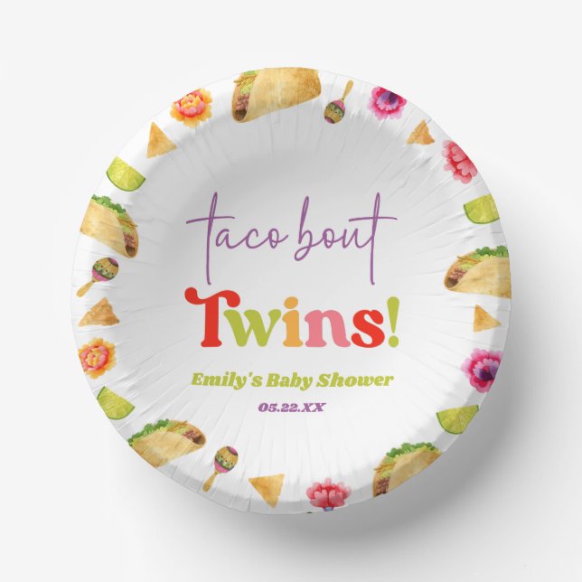 Taco Bout Twins! Fiesta Baby Shower Paper Plate (Front)
