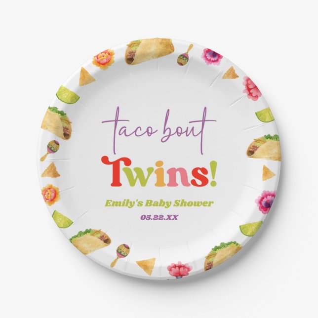 Taco Bout Twins! Fiesta Baby Shower Paper Plate (Front)