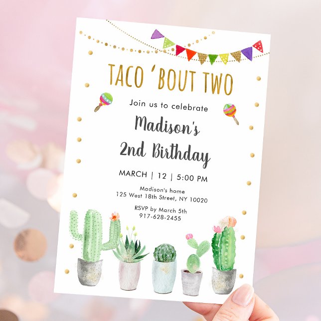 Taco 'Bout Two Fiesta 2nd Birthday Invitation (Creator Uploaded)